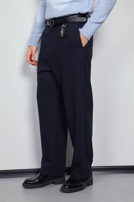 Erkek Baggy Fit Kumaş Pantolon Lacivert
