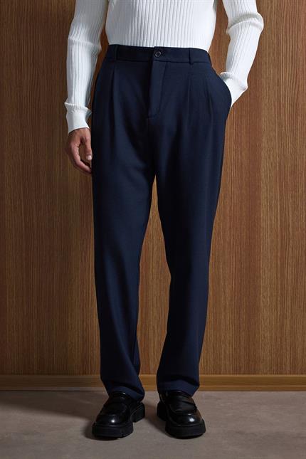 Erkek Baggy Fit Kumaş Pantolon Lacivert