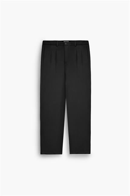 Erkek Baggy Fit Kumaş Pantolon Siyah