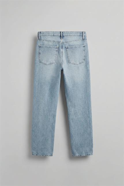 Erkek Baggy Fit Patchwork Hype Jean Pantolon Mavi