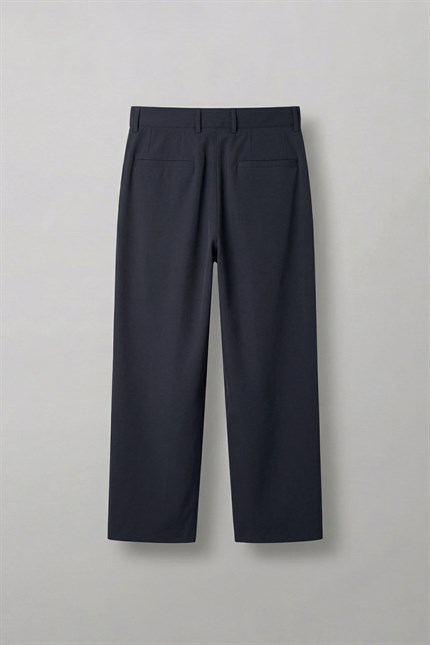Erkek Baggy Fit Pileli Esnek Pantolon Lacivert