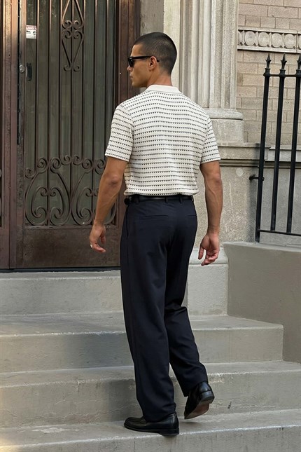 Erkek Baggy Fit Pileli Esnek Pantolon Lacivert