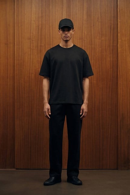 Erkek Baggy Fit Rahat Kesim Esnek Kumaş Eşofman Altı Siyah