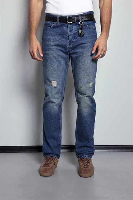 Erkek Baggy Fit Retro Jean Koyu Mavi