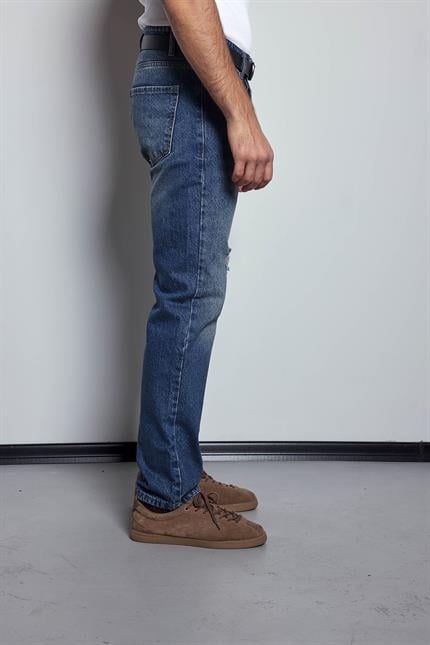 Erkek Baggy Fit Retro Jean Koyu Mavi