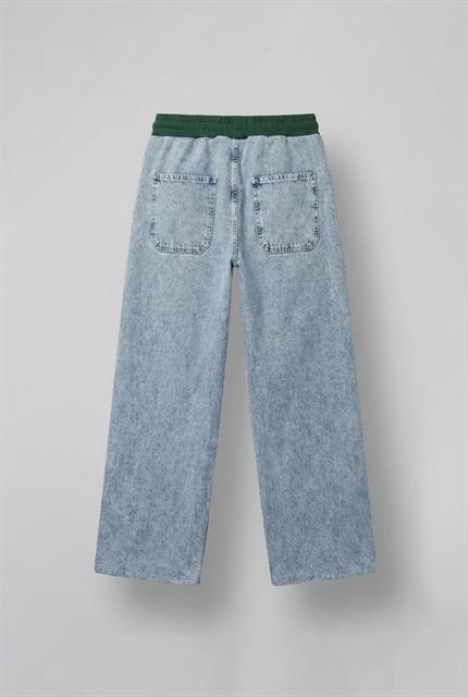 Erkek Baggy Fit Şerit Detaylı Duo Jean Yeşil