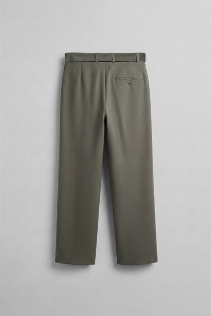 Erkek Baggy Fit Smart Casual Kemerli Pantolon Haki