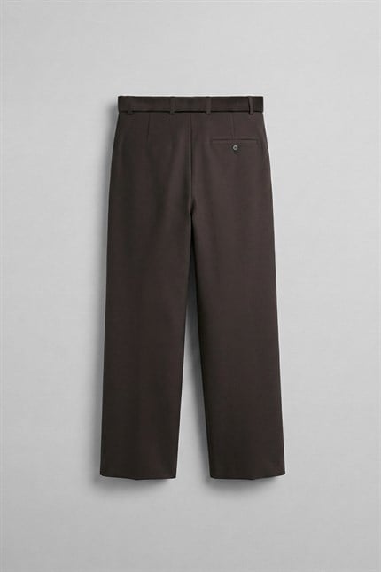 Erkek Baggy Fit Smart Casual Kemerli Pantolon Kahverengi