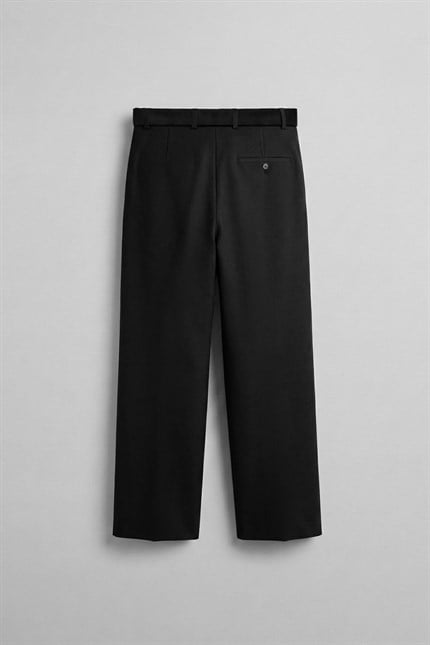 Erkek Baggy Fit Smart Casual Kemerli Pantolon Siyah
