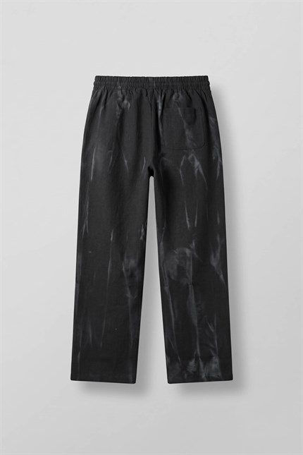 Erkek Baggy Fit Spray Desenli Lastikli Bel Pantolon Siyah