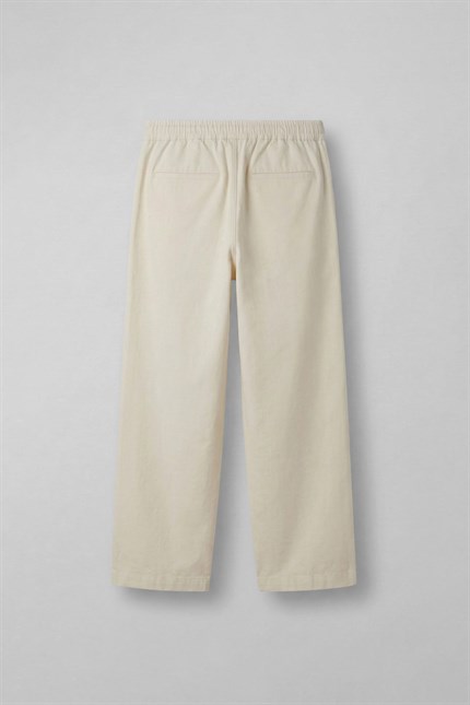 Erkek Baggy Fit Tokalı Kemer Detaylı Keten Pantolon Bej