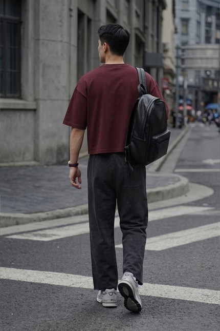Erkek Baggy Fit Vintage Yıkamalı 08 Baskılı Eşofman Altı Siyah