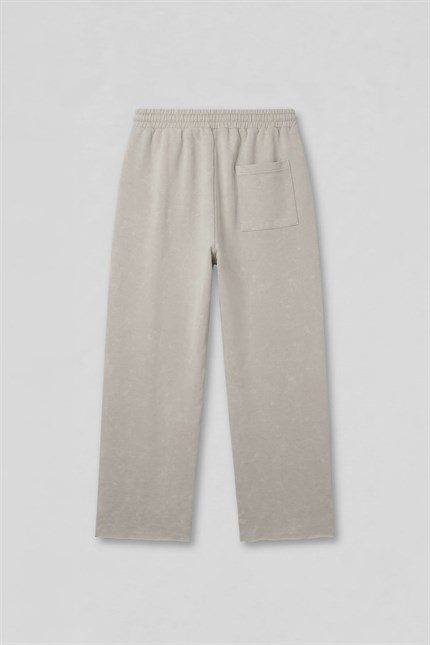 Erkek Baggy Fit Vintage Yıkamalı 08 Baskılı Eşofman Altı Gri