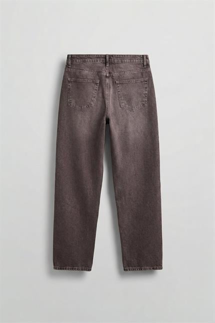 Erkek Baggy Fit Vintage Yıkamalı Basic Jean Kahverengi