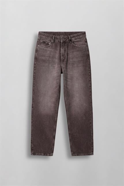 Erkek Baggy Fit Vintage Yıkamalı Basic Jean Kahverengi