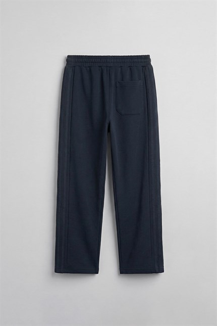 Erkek Baggy Fit Yan Şerit Fitilli Eşofman Altı Lacivert