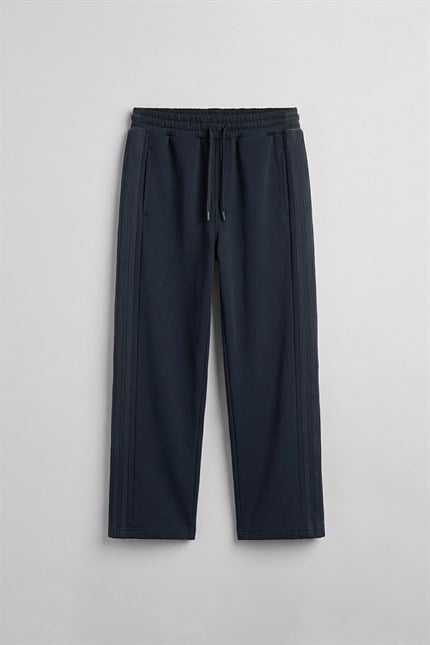 Erkek Baggy Fit Yan Şerit Fitilli Eşofman Altı Lacivert