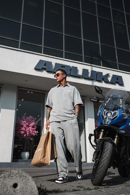 Erkek Baggy Fit Yıkamalı Eşofman Gri