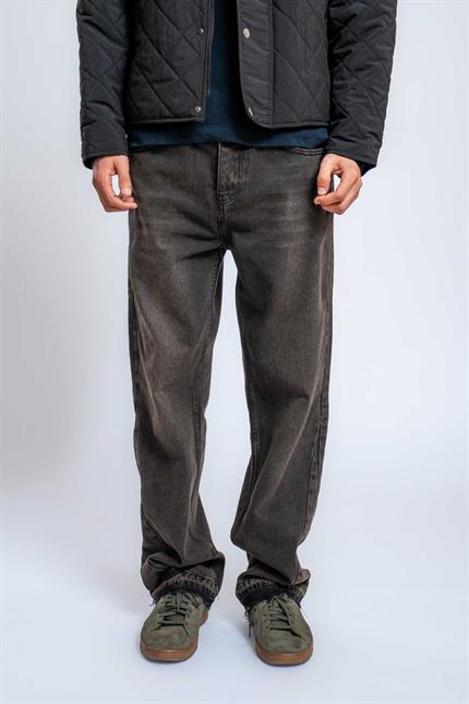 Erkek Baggy Fit Yıkamalı Jean Pantolon Kahverengi