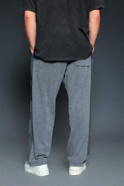 Erkek Baggy Fit Yıkamalı Jogger Pantolon Füme
