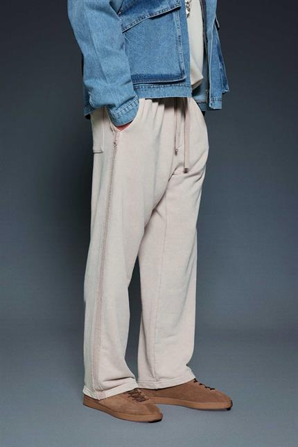 Erkek Baggy Fit Yıkamalı Jogger Pantolon Taş