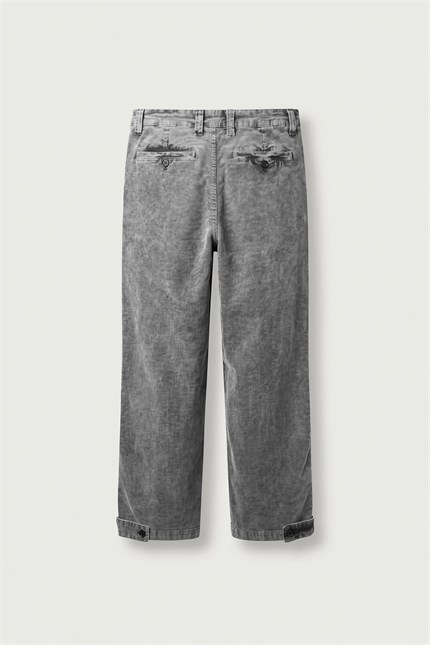 Erkek Baggy Fitilli Kadife Vintage Yıkamalı Pantolon Antrasit