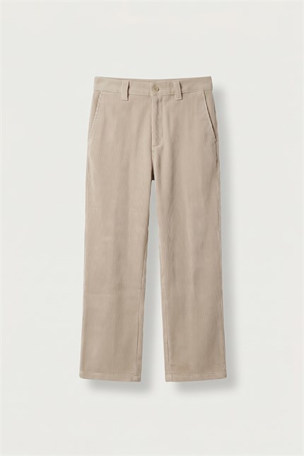 Erkek Baggy Fitilli Kadife Vintage Yıkamalı Pantolon Bej