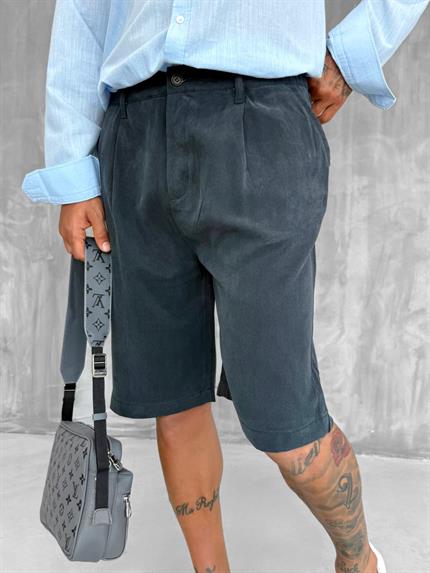 Erkek Baggy Kesim Liyosel Kumaş Şort Siyah