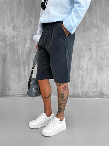 Erkek Baggy Kesim Liyosel Kumaş Şort Siyah