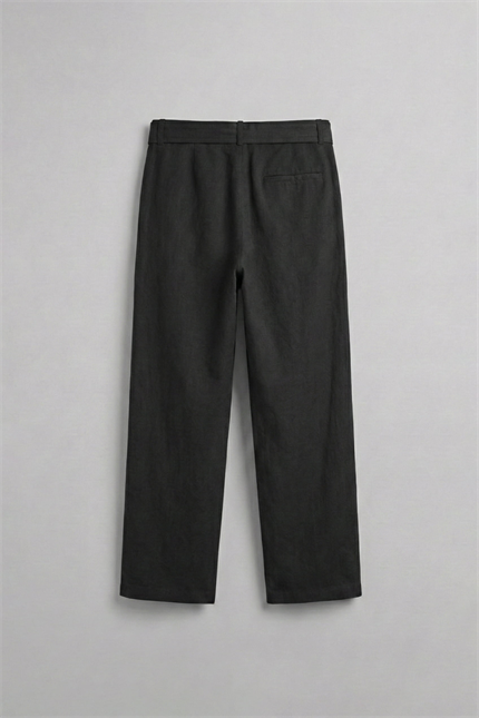Erkek Baggy Kuşaklı Beli Lastikli Pamuklu Pantolon Siyah