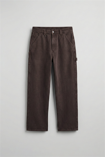 Erkek Baggy Marangoz Cepli Jean Pantolon Kahverengi