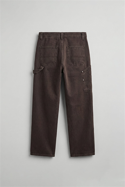 Erkek Baggy Marangoz Cepli Jean Pantolon Kahverengi