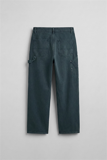 Erkek Baggy Marangoz Cepli Jean Pantolon Mavi