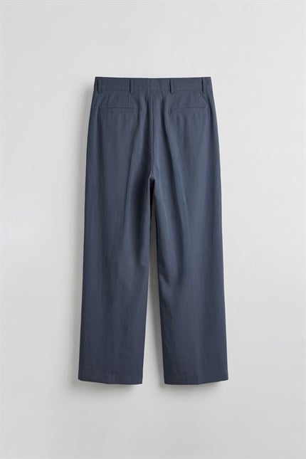 Erkek Baggy Pileli Kumaş Pantolon Lacivert