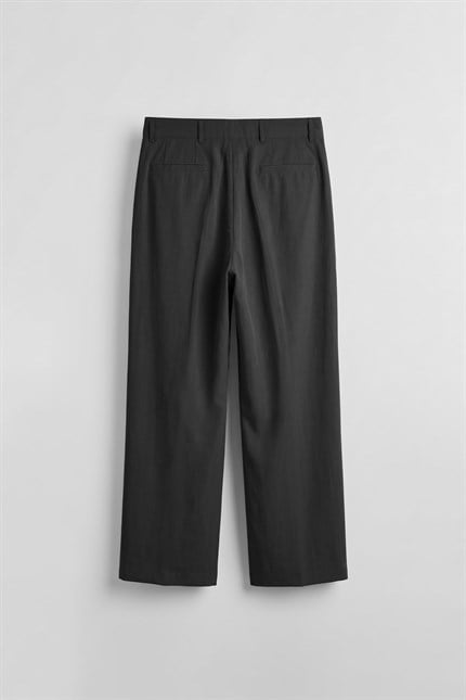 Erkek Baggy Pileli Kumaş Pantolon Siyah