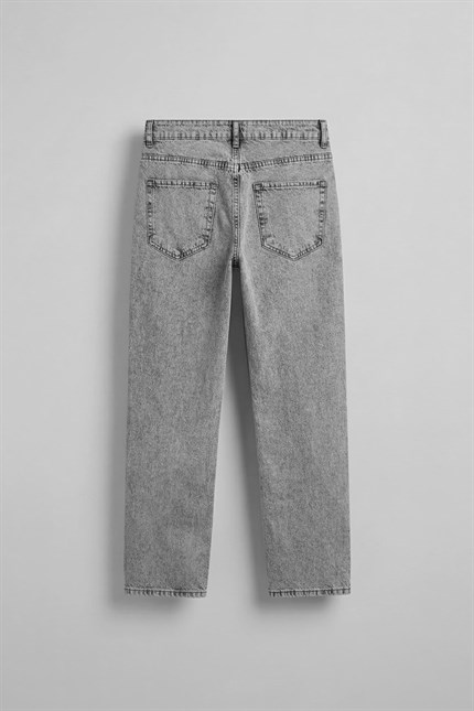 Erkek Baggy Soluk Efekt Jean Pantolon Gri