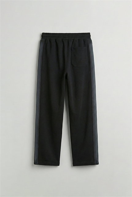 Erkek Baggy Sprey Efektli Yan Şerit Eşofman Altı Siyah