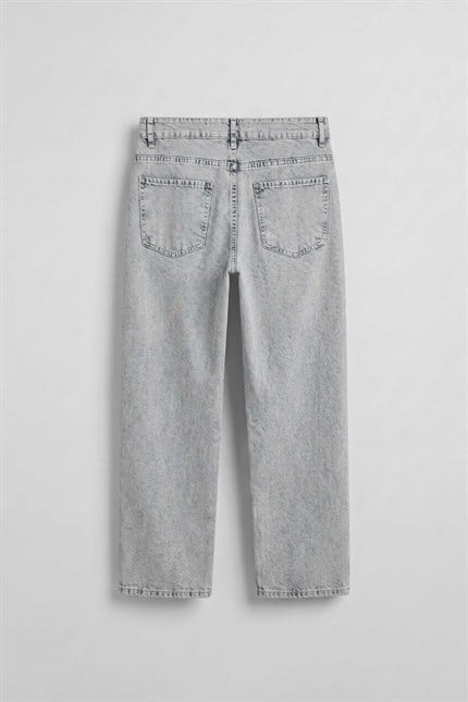 Erkek Baggy Yıkamalı Jean Pantolon Buz Mavi