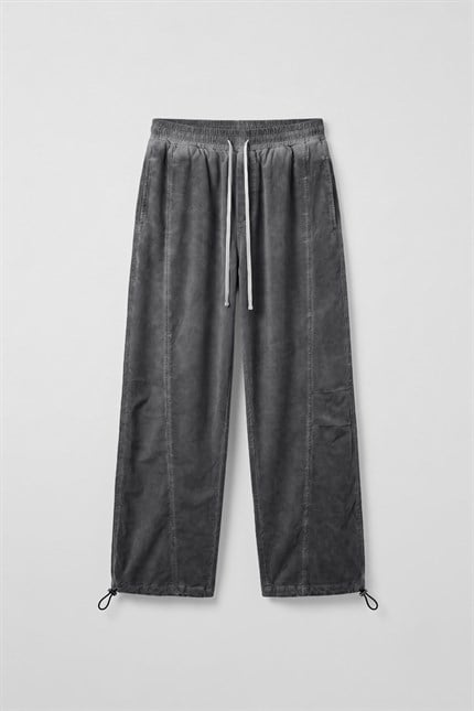 Erkek Baggy Yıkamalı Paraşüt Jogger Eşofman Altı Antrasit