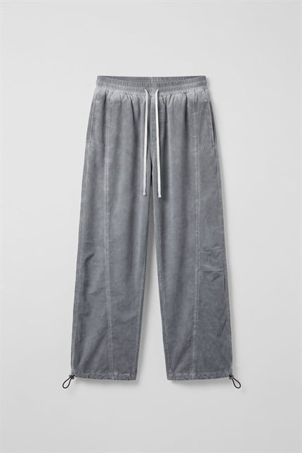 Erkek Baggy Yıkamalı Paraşüt Jogger Eşofman Altı Gri