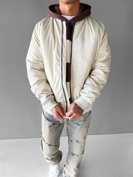 Erkek Basic Bomber Ceket Bej