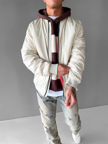Erkek Basic Bomber Ceket Bej