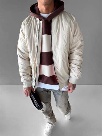 Erkek Basic Bomber Ceket Bej