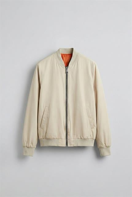 Erkek Basic Bomber Ceket Bej