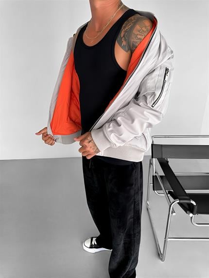 Erkek Basic Bomber Ceket Gri