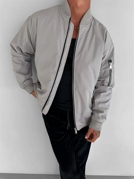 Erkek Basic Bomber Ceket Gri