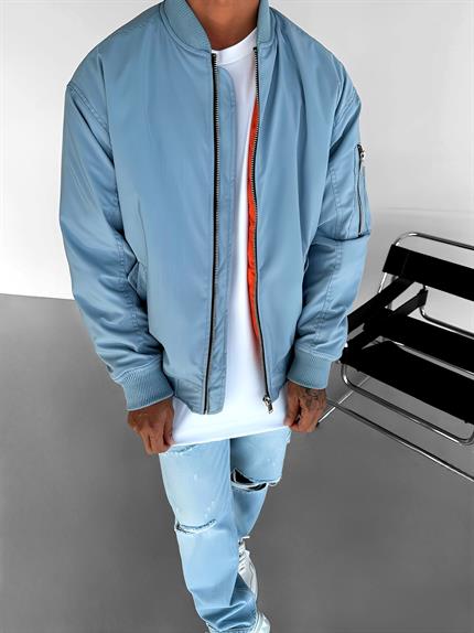 Erkek Basic Bomber Ceket Mavi