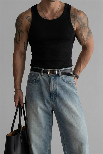 Erkek Basic Fitilli Kumaş Sporcu Atlet Siyah