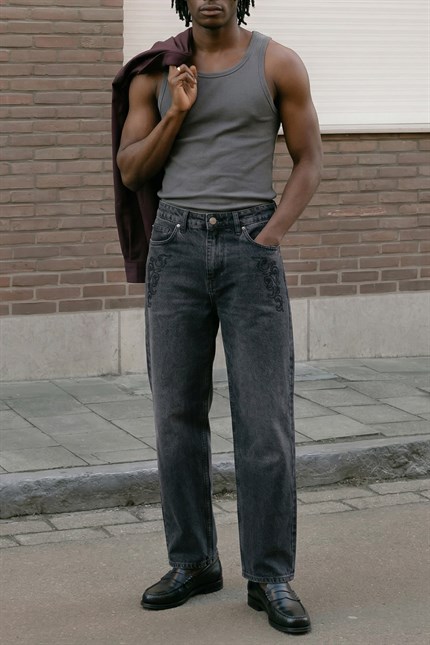 Erkek Basic Fitilli Kumaş Sporcu Atlet Füme