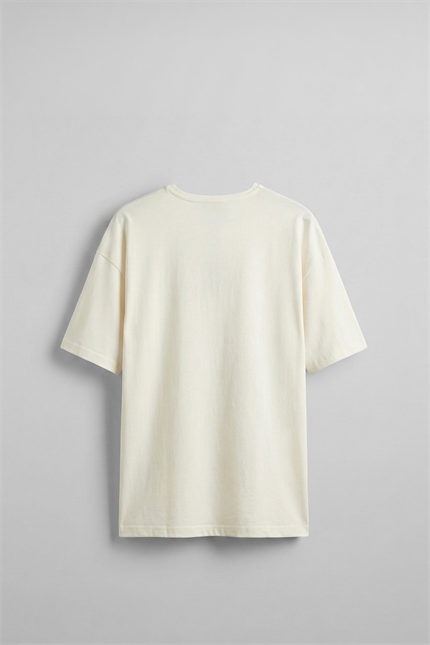 Erkek Baskılı Oversize T-Shirt Beyaz